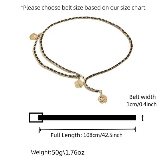 Trendy Gold Chain Waist Belt with Black Leather Weave